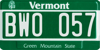 VT license plate BWO057