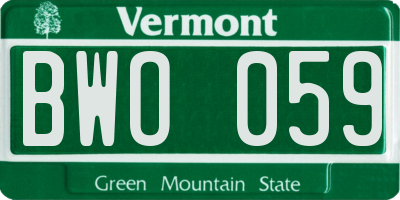 VT license plate BWO059