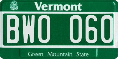 VT license plate BWO060