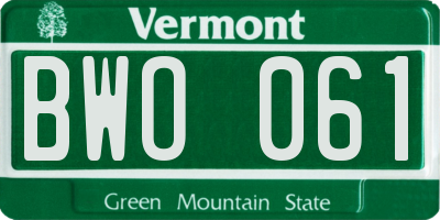 VT license plate BWO061