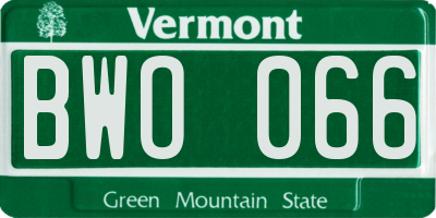 VT license plate BWO066