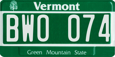 VT license plate BWO074
