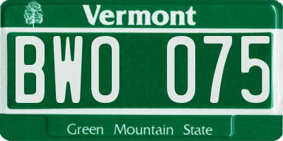 VT license plate BWO075