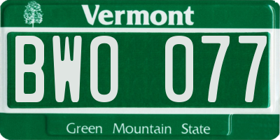 VT license plate BWO077