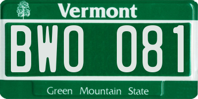VT license plate BWO081