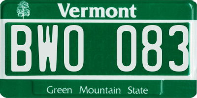 VT license plate BWO083