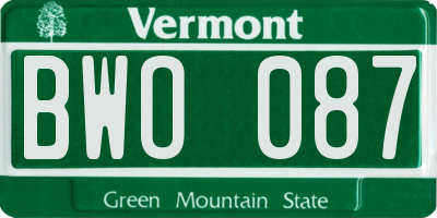 VT license plate BWO087
