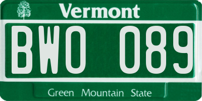 VT license plate BWO089