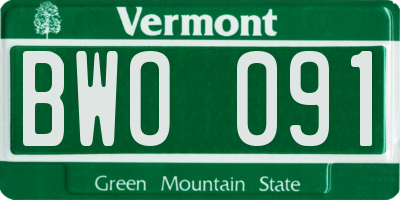 VT license plate BWO091