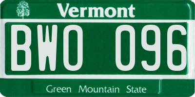VT license plate BWO096