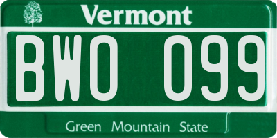 VT license plate BWO099