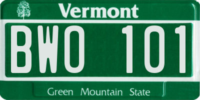 VT license plate BWO101