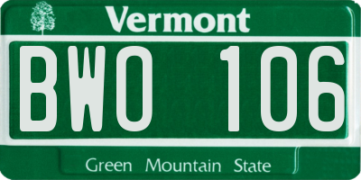 VT license plate BWO106
