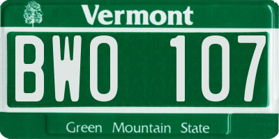 VT license plate BWO107