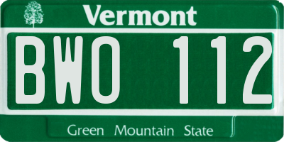 VT license plate BWO112
