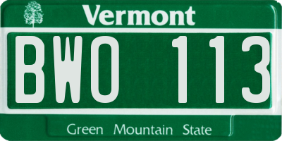 VT license plate BWO113