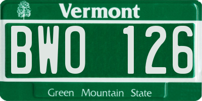 VT license plate BWO126