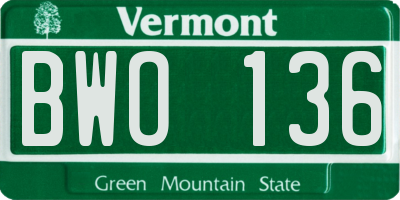 VT license plate BWO136
