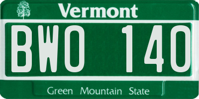 VT license plate BWO140