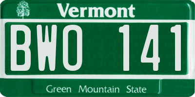 VT license plate BWO141