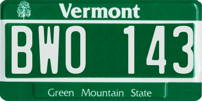 VT license plate BWO143