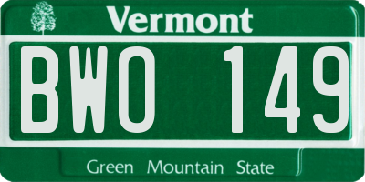 VT license plate BWO149