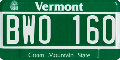 VT license plate BWO160