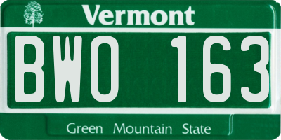 VT license plate BWO163