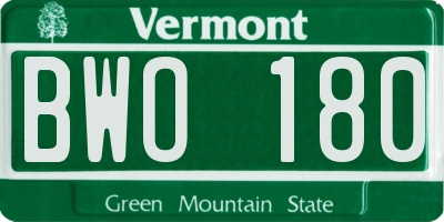 VT license plate BWO180