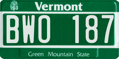 VT license plate BWO187