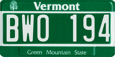 VT license plate BWO194