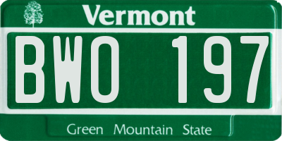 VT license plate BWO197