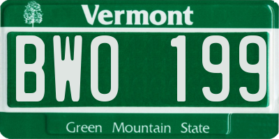 VT license plate BWO199