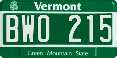 VT license plate BWO215