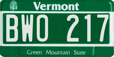 VT license plate BWO217