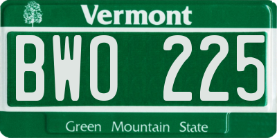 VT license plate BWO225