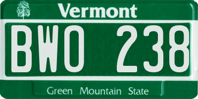 VT license plate BWO238