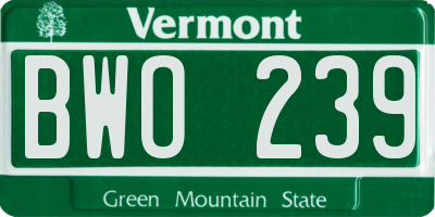 VT license plate BWO239
