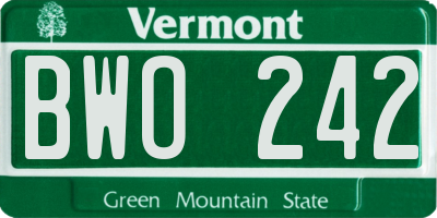 VT license plate BWO242