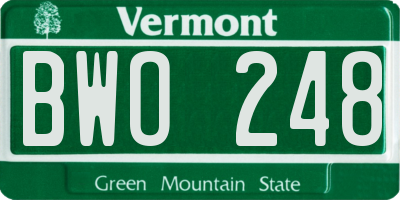VT license plate BWO248