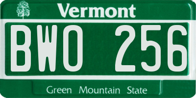VT license plate BWO256