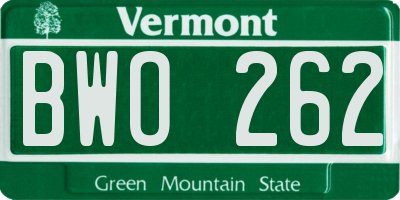 VT license plate BWO262