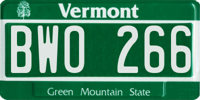 VT license plate BWO266