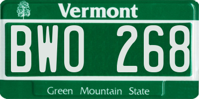 VT license plate BWO268