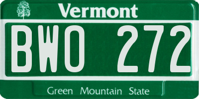 VT license plate BWO272