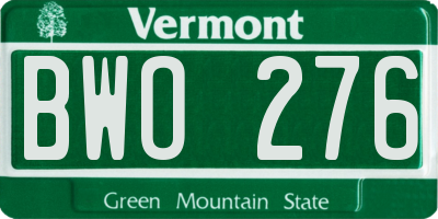 VT license plate BWO276