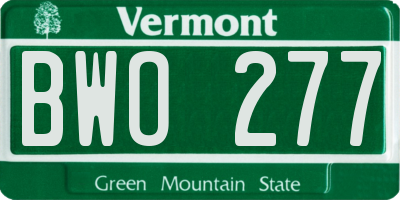 VT license plate BWO277