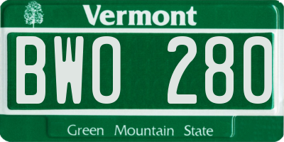 VT license plate BWO280