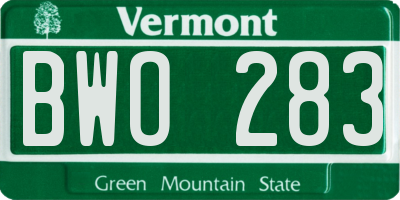 VT license plate BWO283