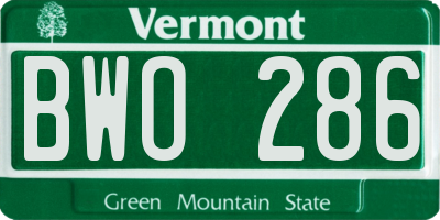VT license plate BWO286